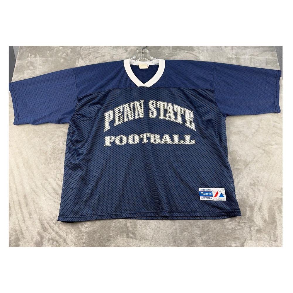 Penn State Football Jersey Mens XL Navy Mesh Majestic VTG